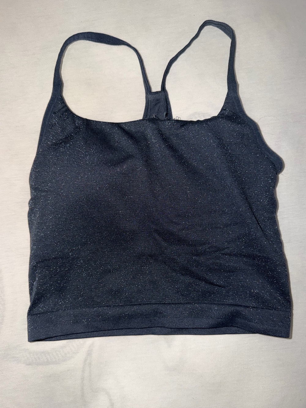 All in Motion - Shimmery Navy Sports Crop Tank